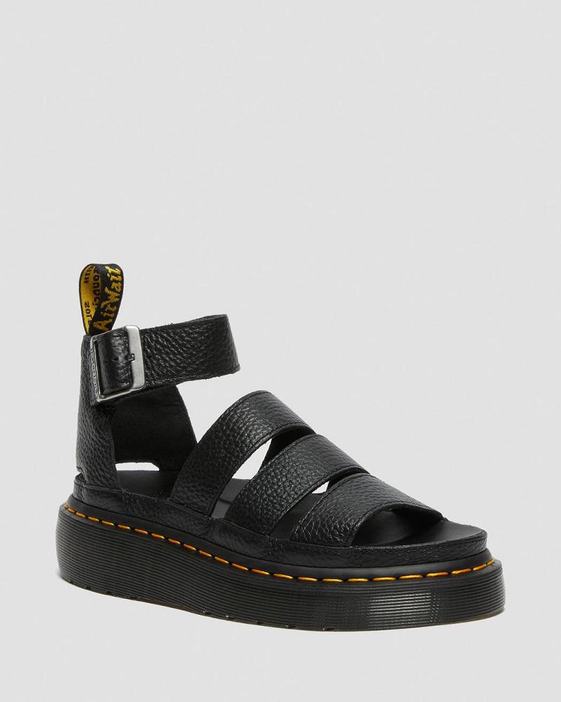 Black Women\'s Dr Martens Clarissa II Leather Platform Sandals | CA 309HAP